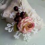 Handmade Paper Rose Ornament - Vintage Cream..