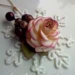 Handmade Paper Rose Ornament - Vintage Cream..