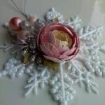 Handmade Paper Rose Ornament - Tickled Pink